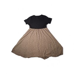 Zattcas Women's Black & Leopard print Short Sleeve Dress Size 2XL